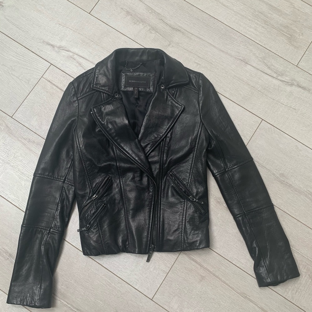 COPY - Real leather BCBGMaxAzria moto jacket size XS